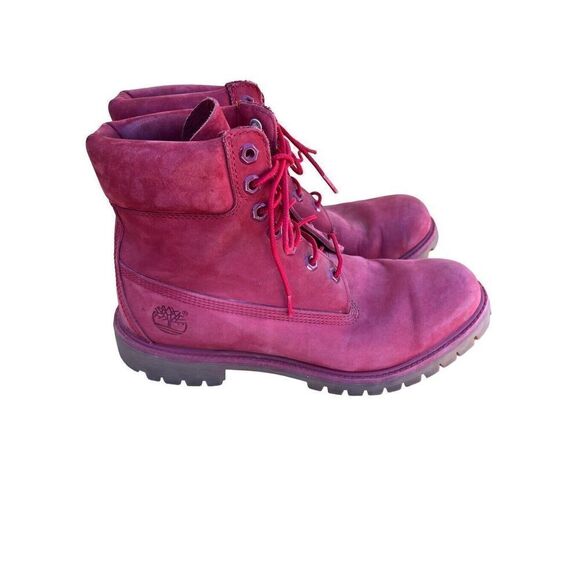 Timberland Men's Size 9M Premium 6" WP Red Nubuck Leather Work Hiking Boots - Picture 10 of 15